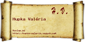 Hupka Valéria névjegykártya