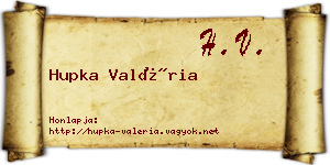 Hupka Valéria névjegykártya